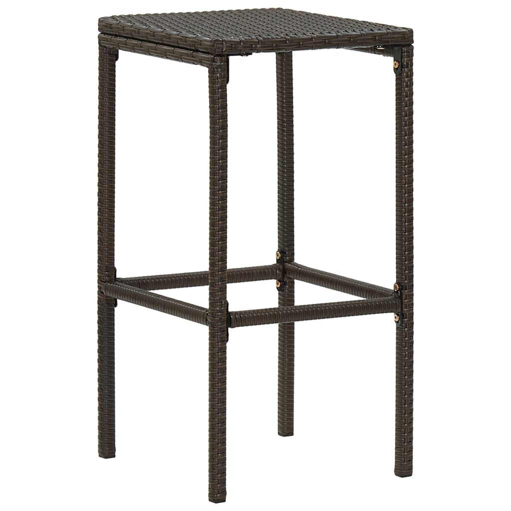 Ensemble de bar de jardin 7 pcs coussins Résine tressée Marron