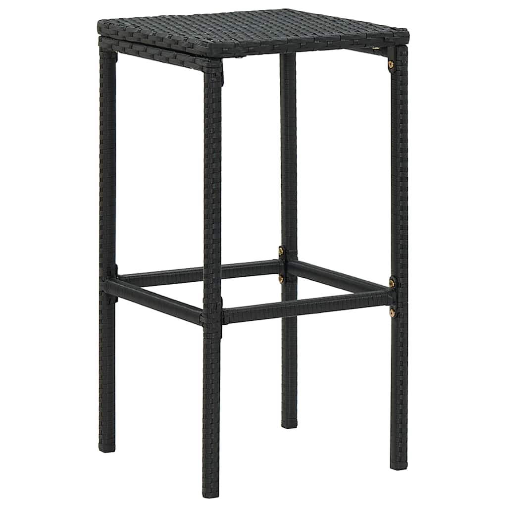Ensemble de bar de jardin 7 pcs et coussins Résine tressée Noir