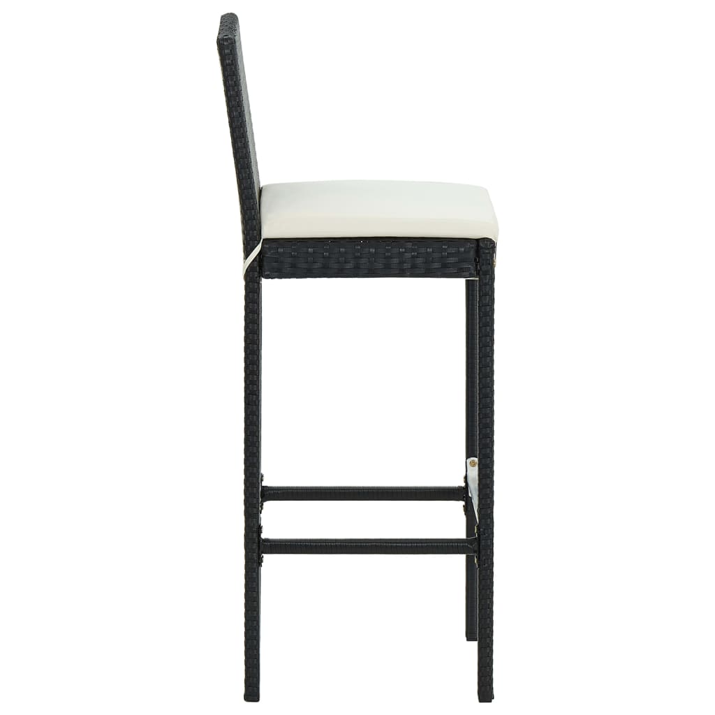 Ensemble de bar d'extérieur 3 pcs coussins Résine tressée Noir