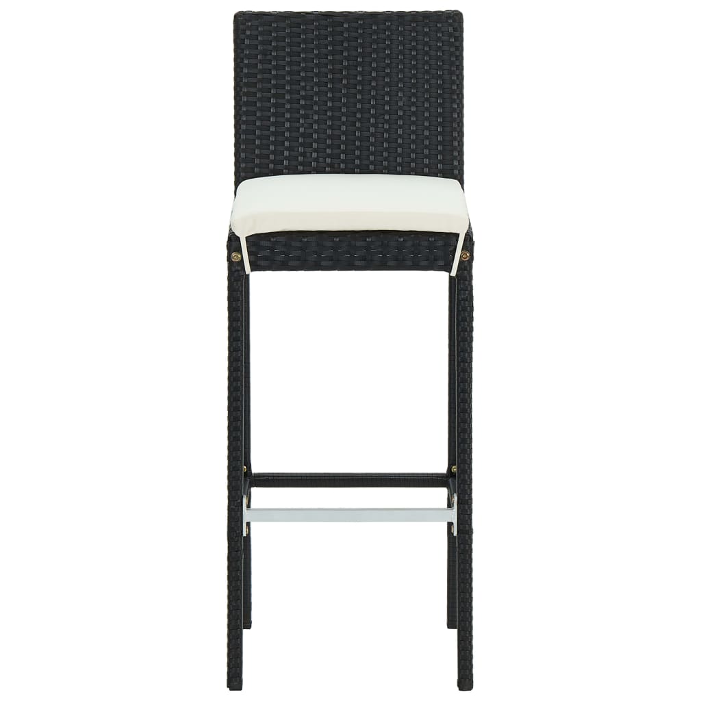 Ensemble de bar d'extérieur 5 pcs coussins Résine tressée Noir