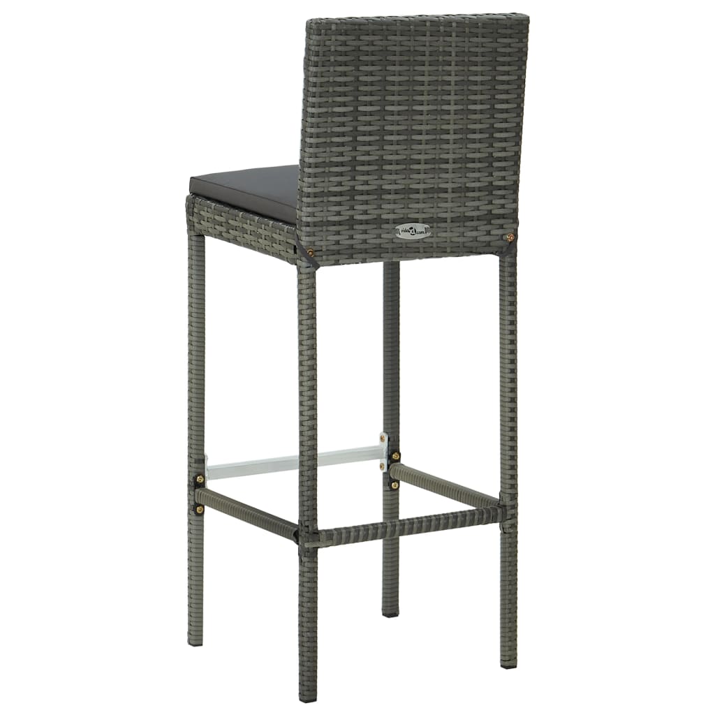 Ensemble de bar d'extérieur 5 pcs coussins Résine tressée Gris