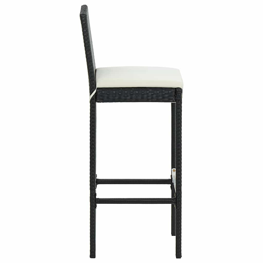 Ensemble de bar d'extérieur 7 pcs coussins Résine tressée Noir