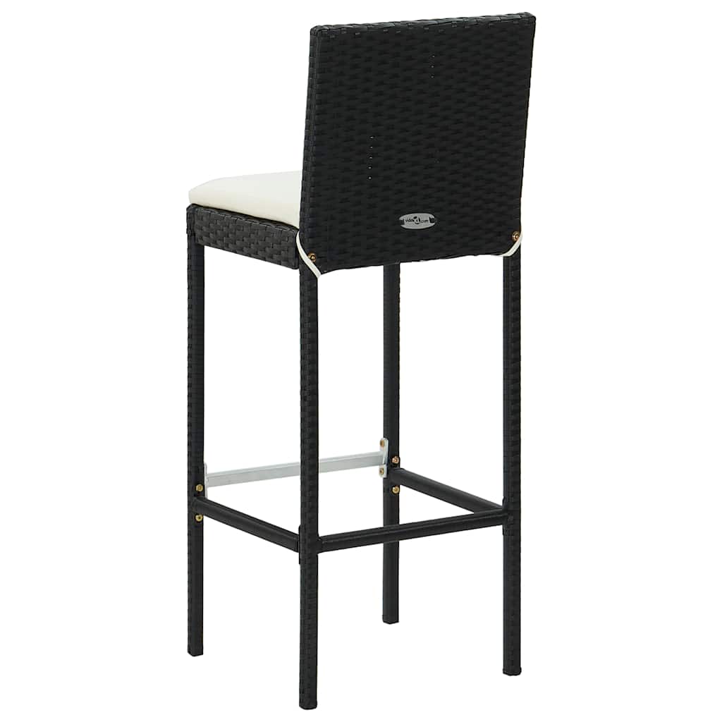 Ensemble de bar d'extérieur 7 pcs coussins Résine tressée Noir