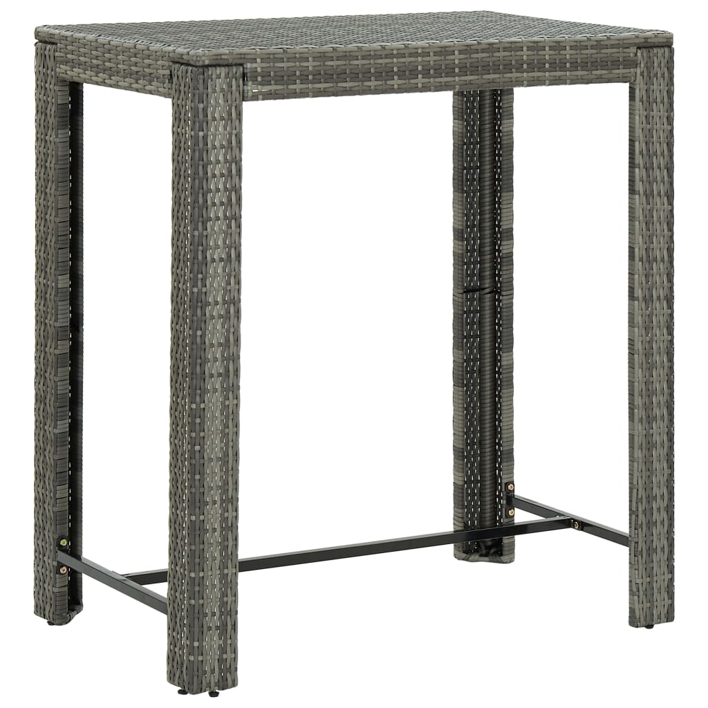 Ensemble de bar d'extérieur 7 pcs coussins Résine tressée Gris
