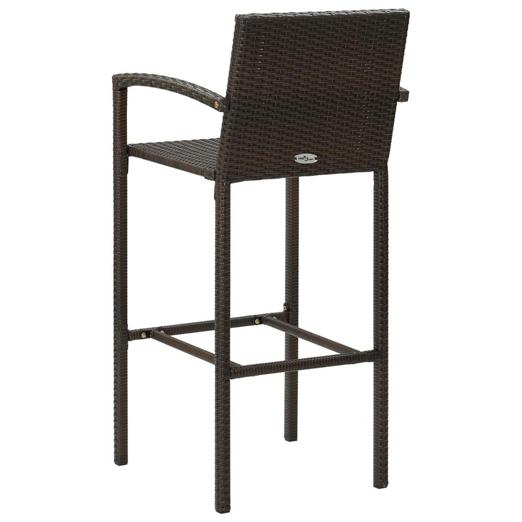 Ensemble de bar d'extérieur 5 pcs accoudoir Poly rotin Marron