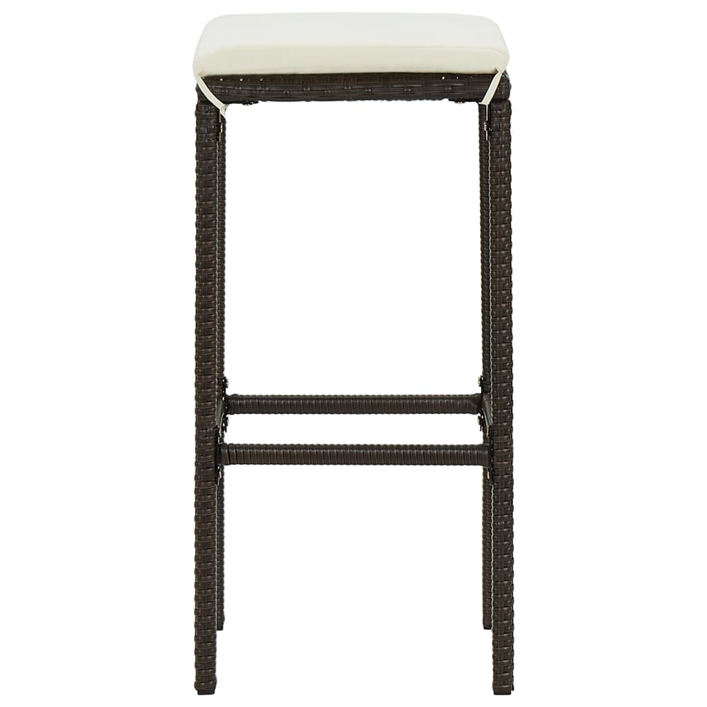 Ensemble de bar de jardin 5 pcs coussins Résine tressée Marron