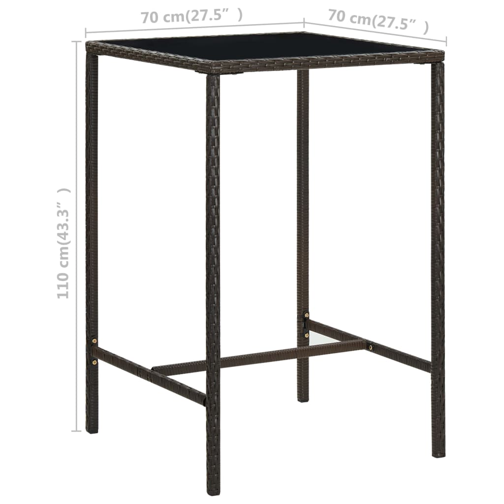 Ensemble de bar de jardin 5 pcs coussins Résine tressée Marron