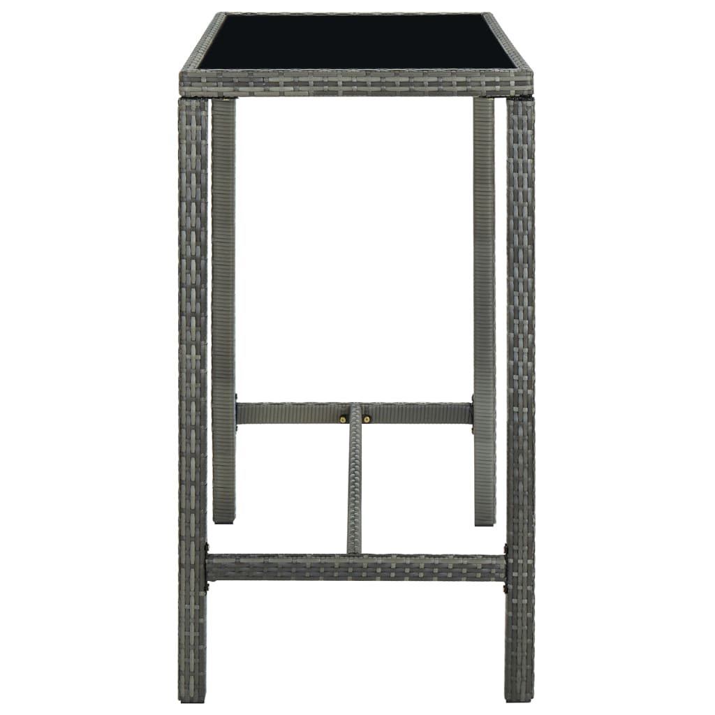 Ensemble de bar de jardin 7 pcs et coussins Résine tressée Gris
