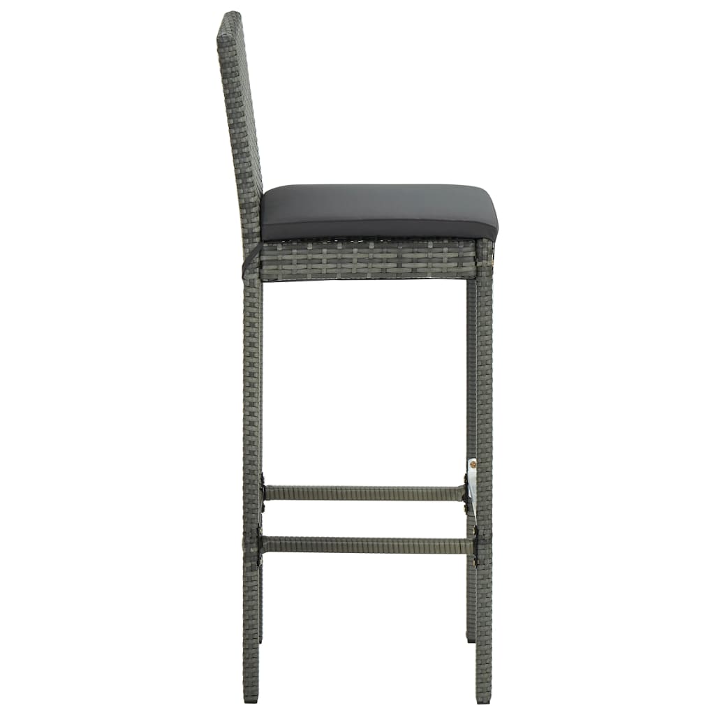 Ensemble de bar de jardin 7 pcs et coussins Résine tressée Gris