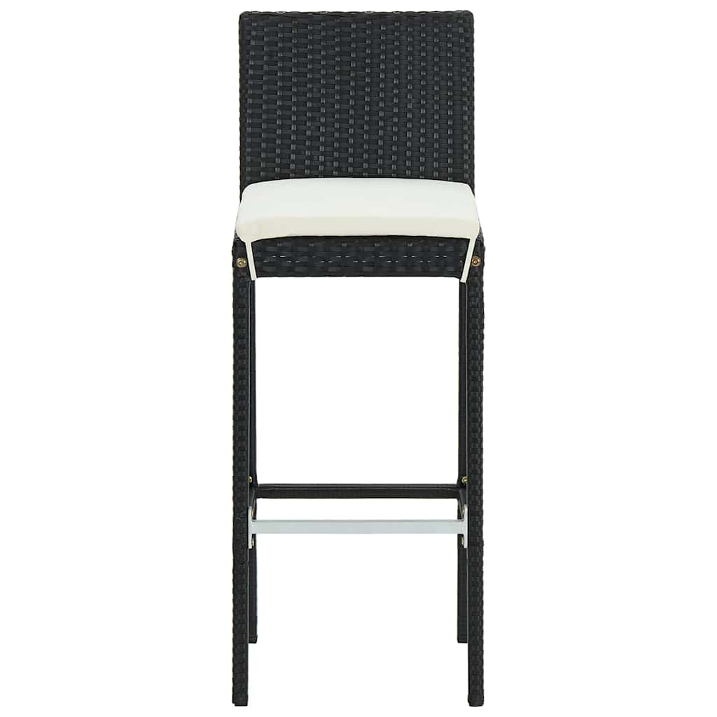 Ensemble de bar de jardin 3 pcs et coussins Résine tressée Noir