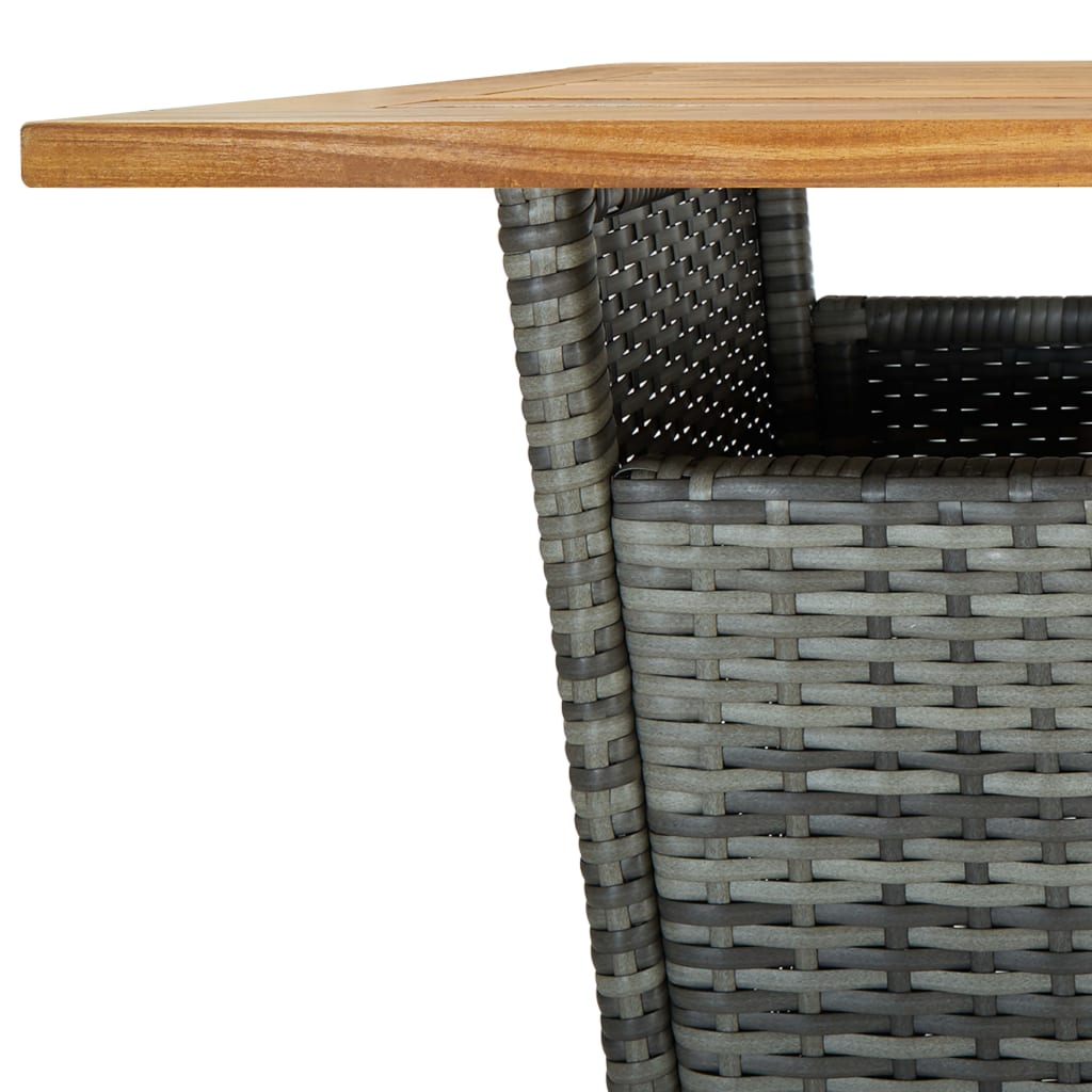 Ensemble de bar de jardin 3 pcs et coussins Résine tressée Gris