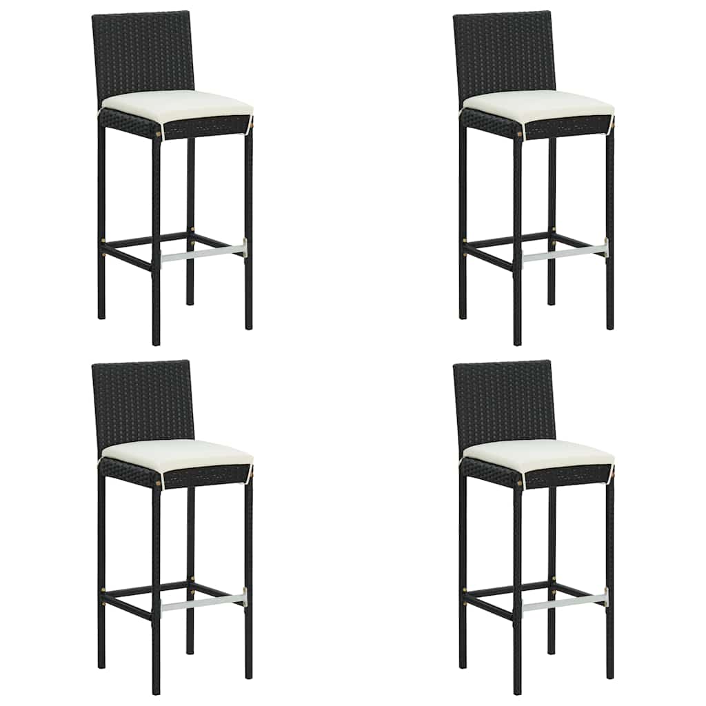 Ensemble de bar de jardin 5 pcs et coussins Résine tressée Noir