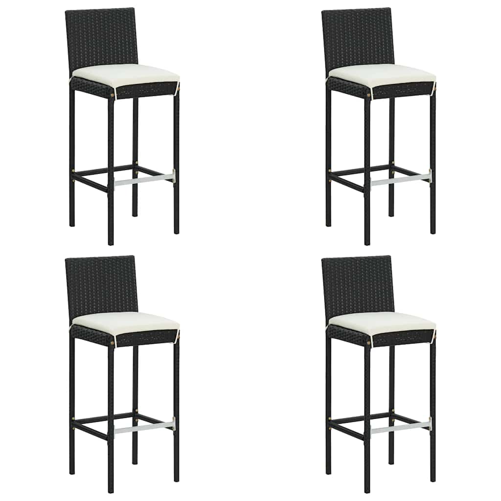 Ensemble de bar de jardin 5 pcs et coussins Résine tressée Noir