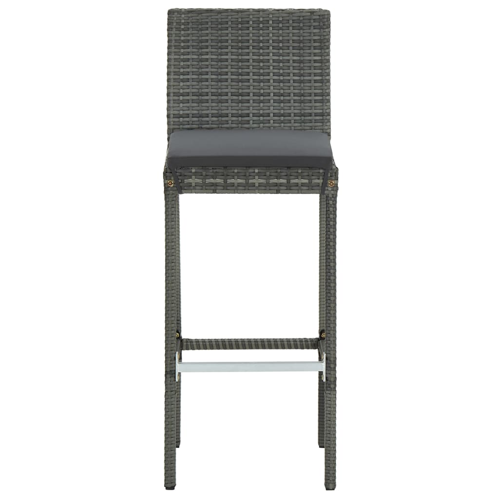 Ensemble de bar de jardin 5 pcs et coussins Résine tressée Gris