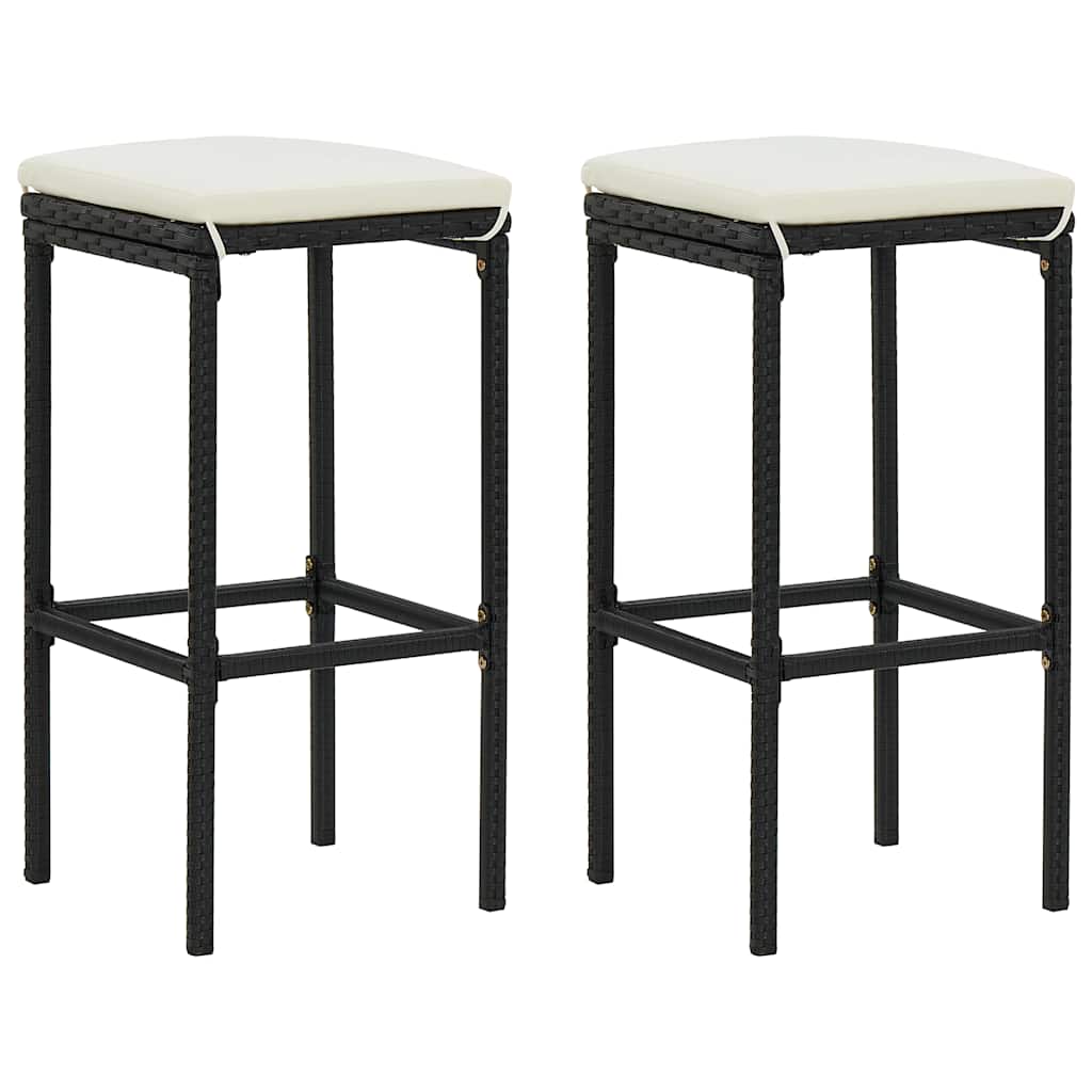 Ensemble de bar de jardin avec coussins 3 pcs Noir