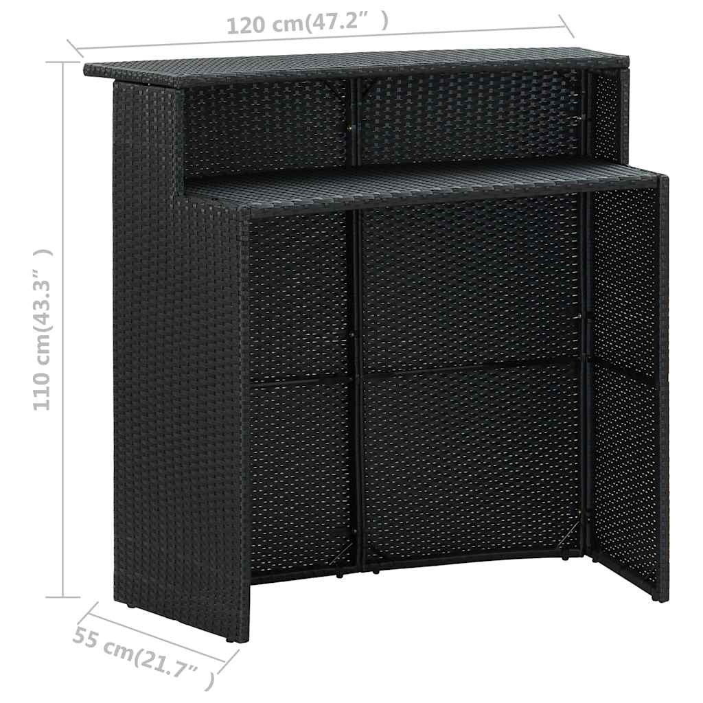 Ensemble de bar de jardin avec coussins 5 pcs Noir