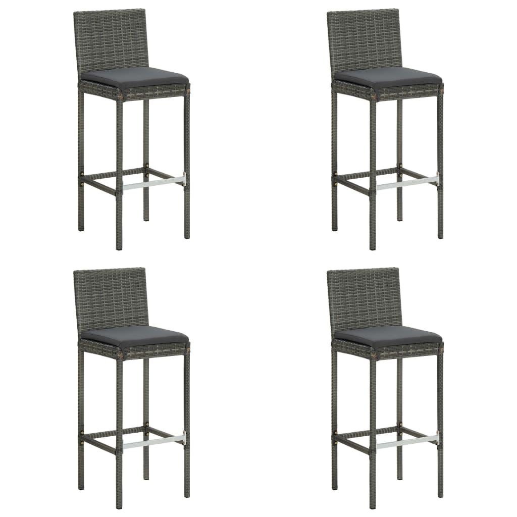 Ensemble de bar de jardin avec coussins 5 pcs Gris