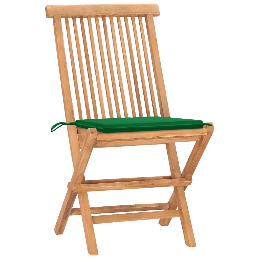 Ensemble à manger d'extérieur pliable avec coussin 3 pcs Teck