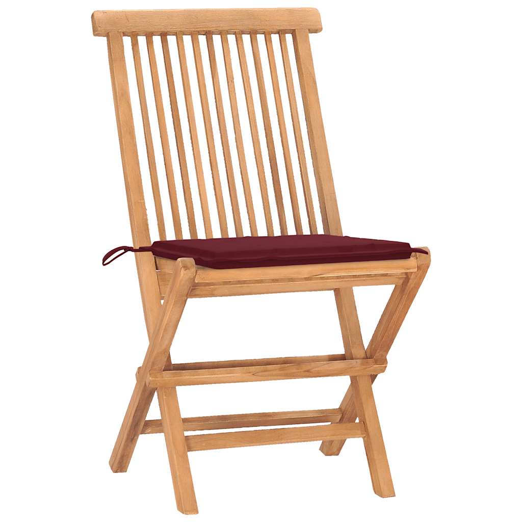 Ensemble à manger d'extérieur pliable avec coussin 3 pcs Teck