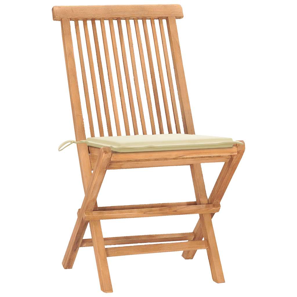 Ensemble à manger d'extérieur pliable avec coussin 3 pcs Teck