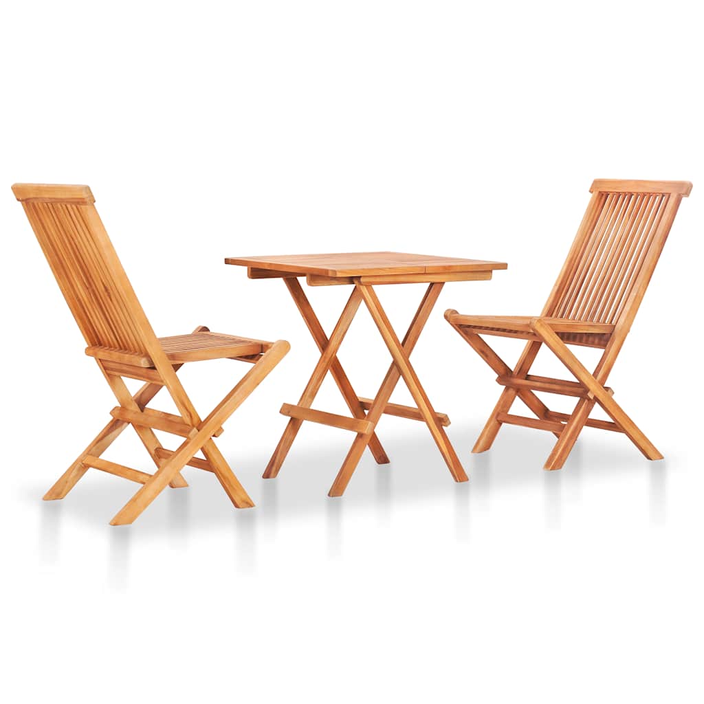 Ensemble de bistro 3 pcs avec coussins gris Bois de teck massif
