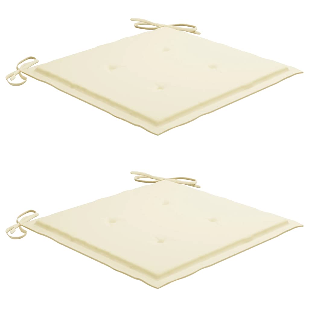 Ensemble de bistro 3pcs avec coussins crème Bois de teck massif