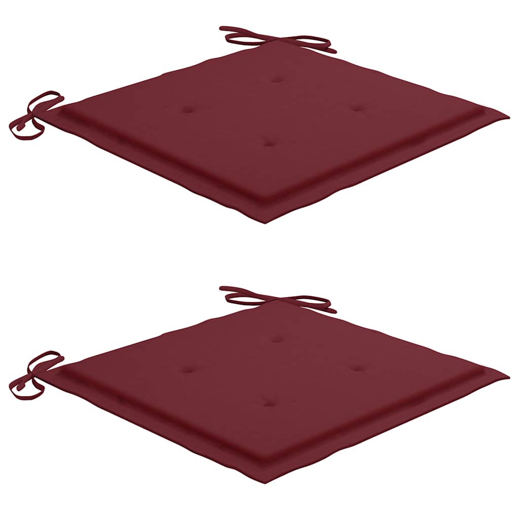 Ensemble de bistro 3 pcs avec coussins rouge bordeaux Teck
