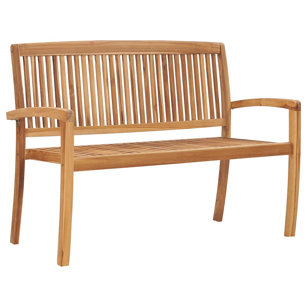 Banc de jardin empilable et coussin 128,5cm Bois de teck massif Bancs de jardin vidaXL