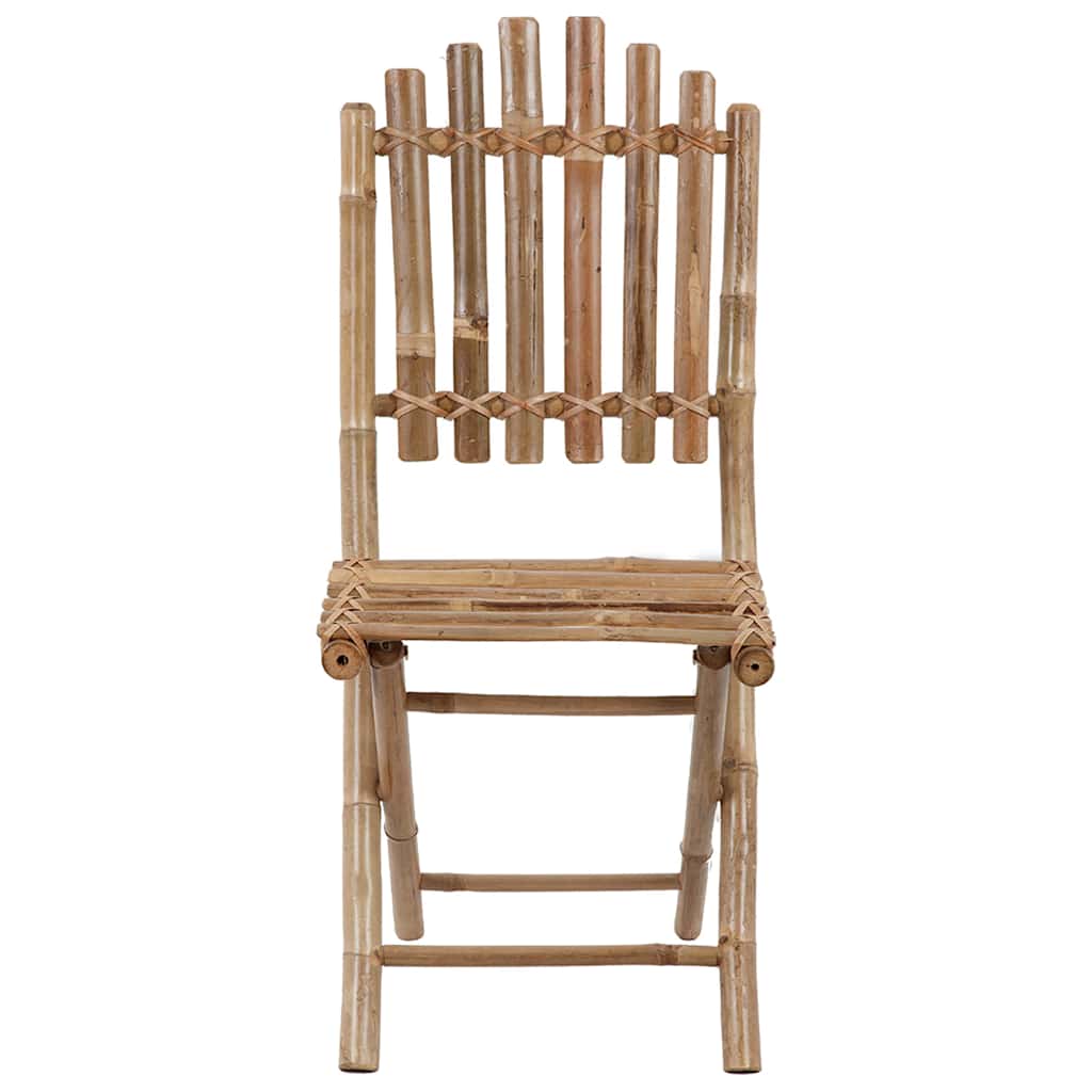 Mobilier à dîner d'extérieur pliable 5 pcs avec coussins bambou