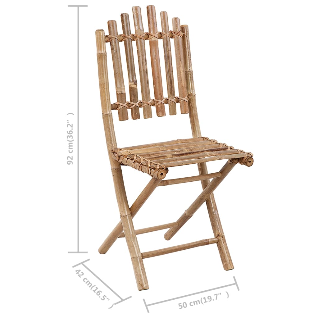 Mobilier à dîner d'extérieur pliable 5 pcs avec coussins bambou