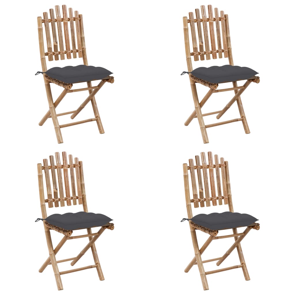Ensemble à manger d'extérieur pliable 5pcs avec coussins Bambou