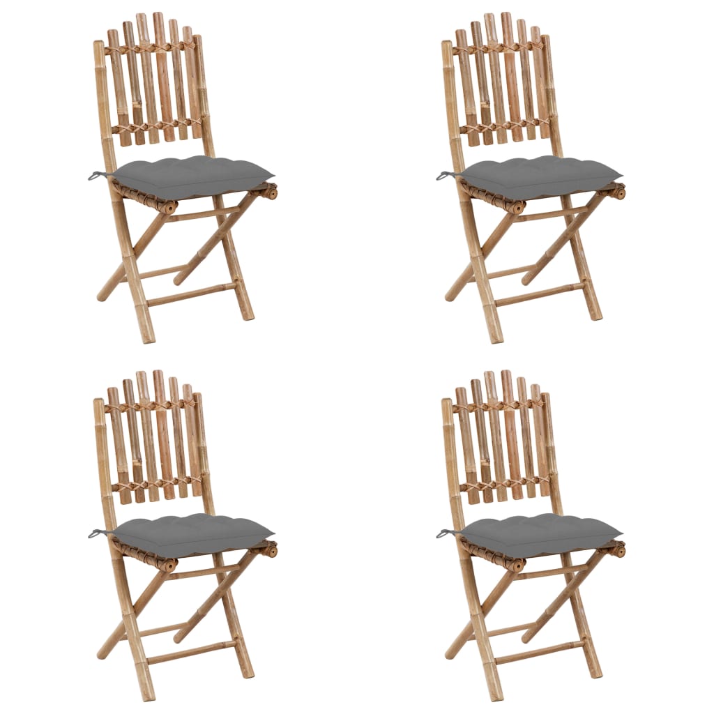Ensemble à manger d'extérieur pliable 5pcs avec coussins Bambou