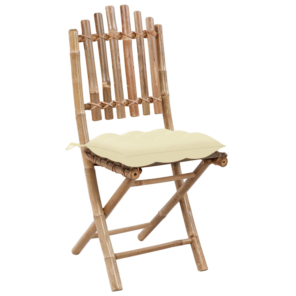 Ensemble à manger d'extérieur pliable 5pcs avec coussins Bambou