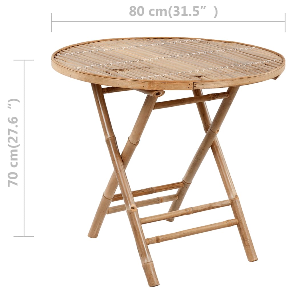 Ensemble à manger d'extérieur pliable 5pcs avec coussins Bambou