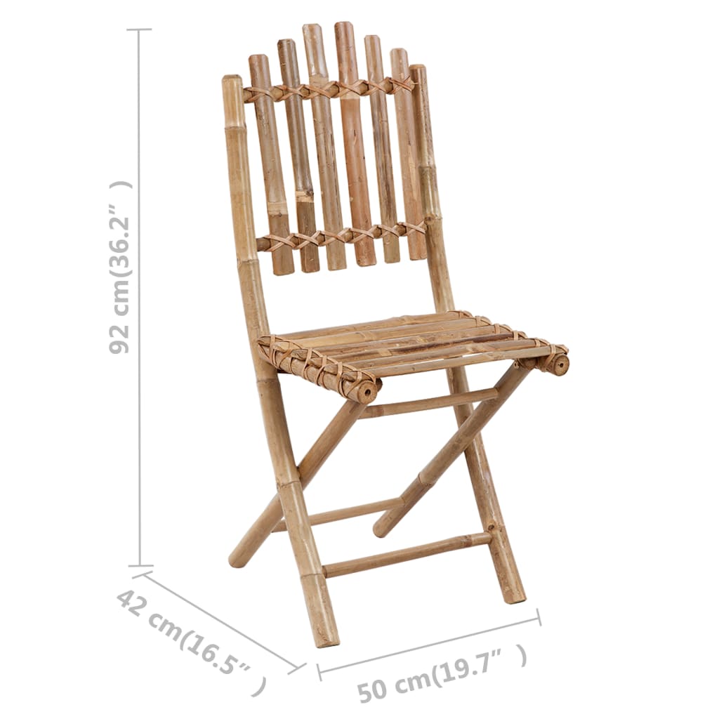 Ensemble à manger d'extérieur pliable 5pcs avec coussins Bambou