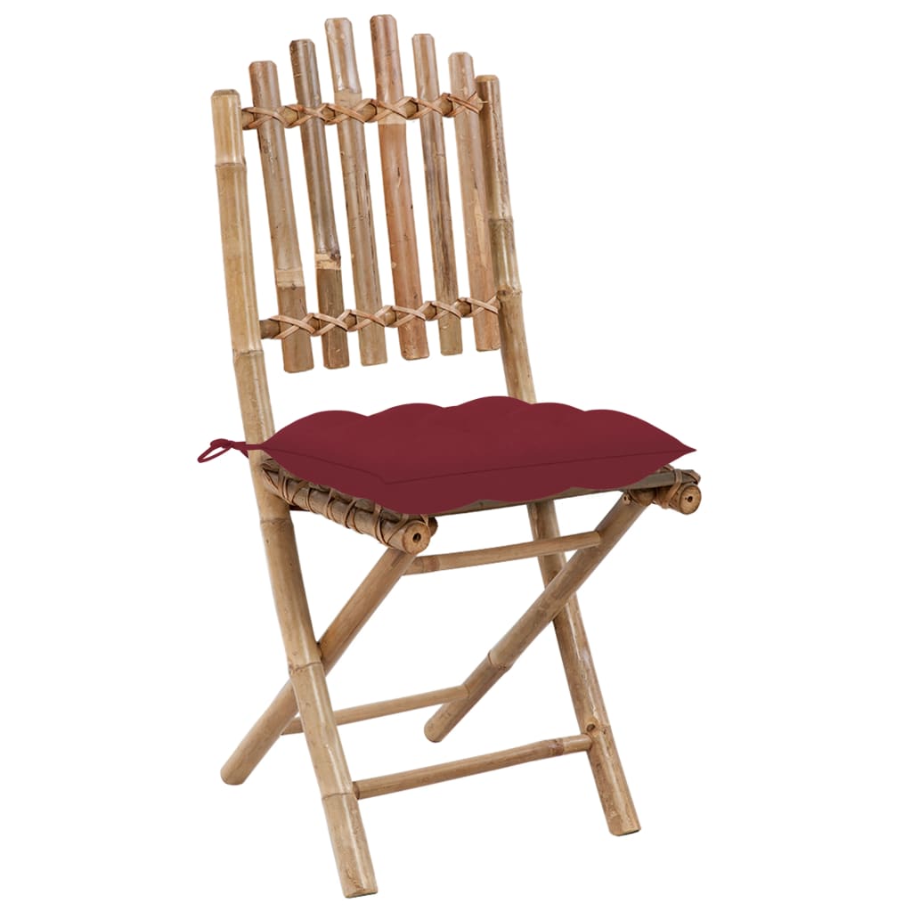 Ensemble à manger d'extérieur pliable 5pcs avec coussins Bambou