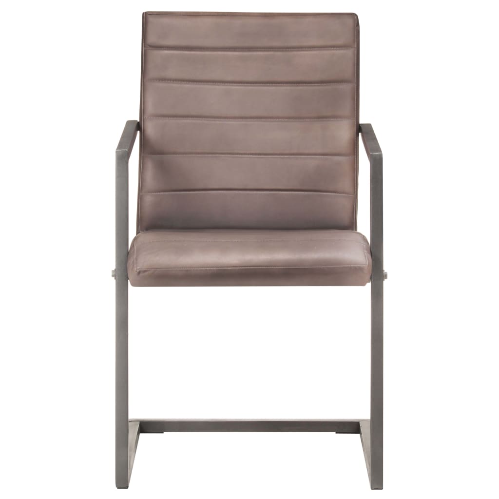 Chaises à manger cantilever lot de 4 marron cuir véritable - XIOS