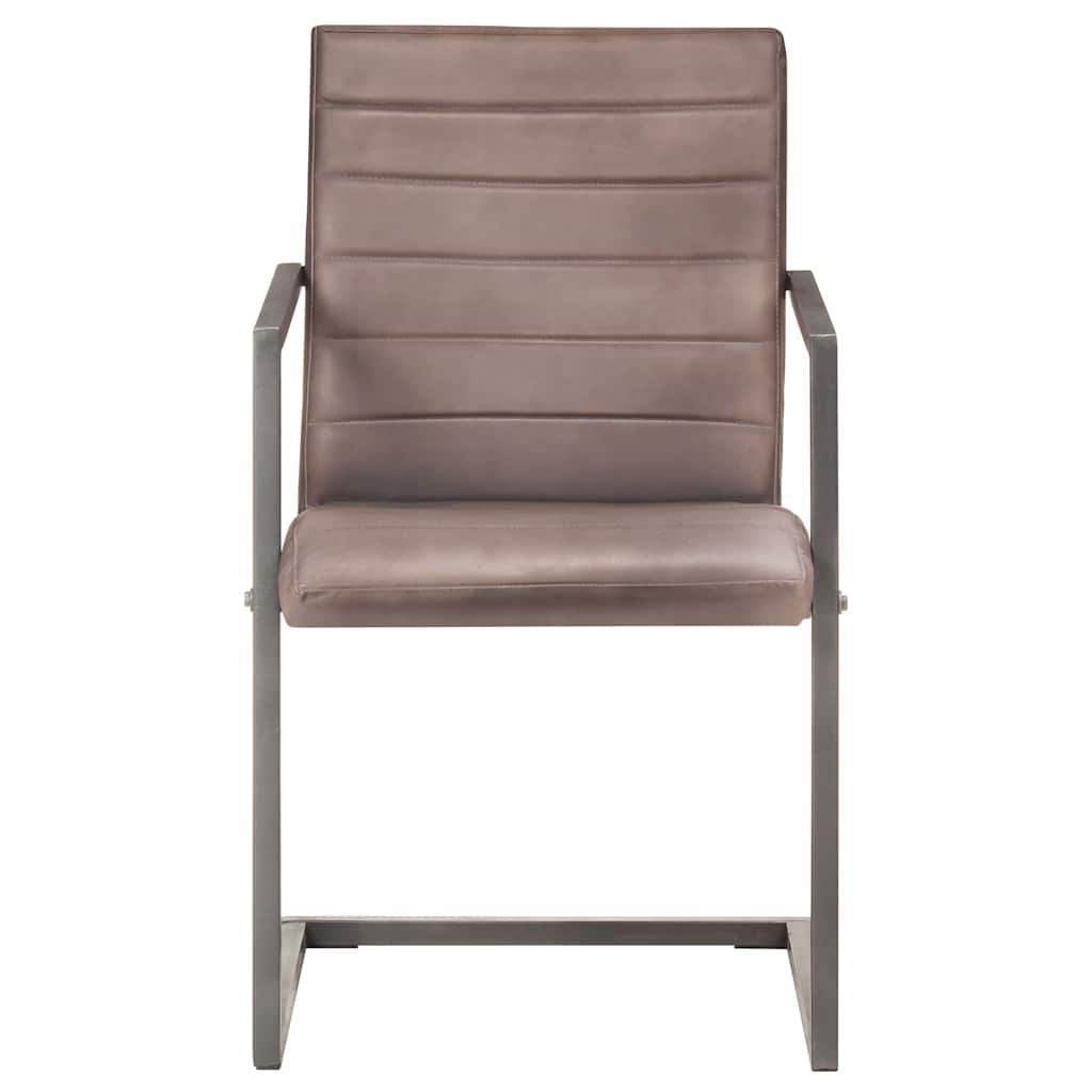 Chaises à manger cantilever lot de 4 marron cuir véritable