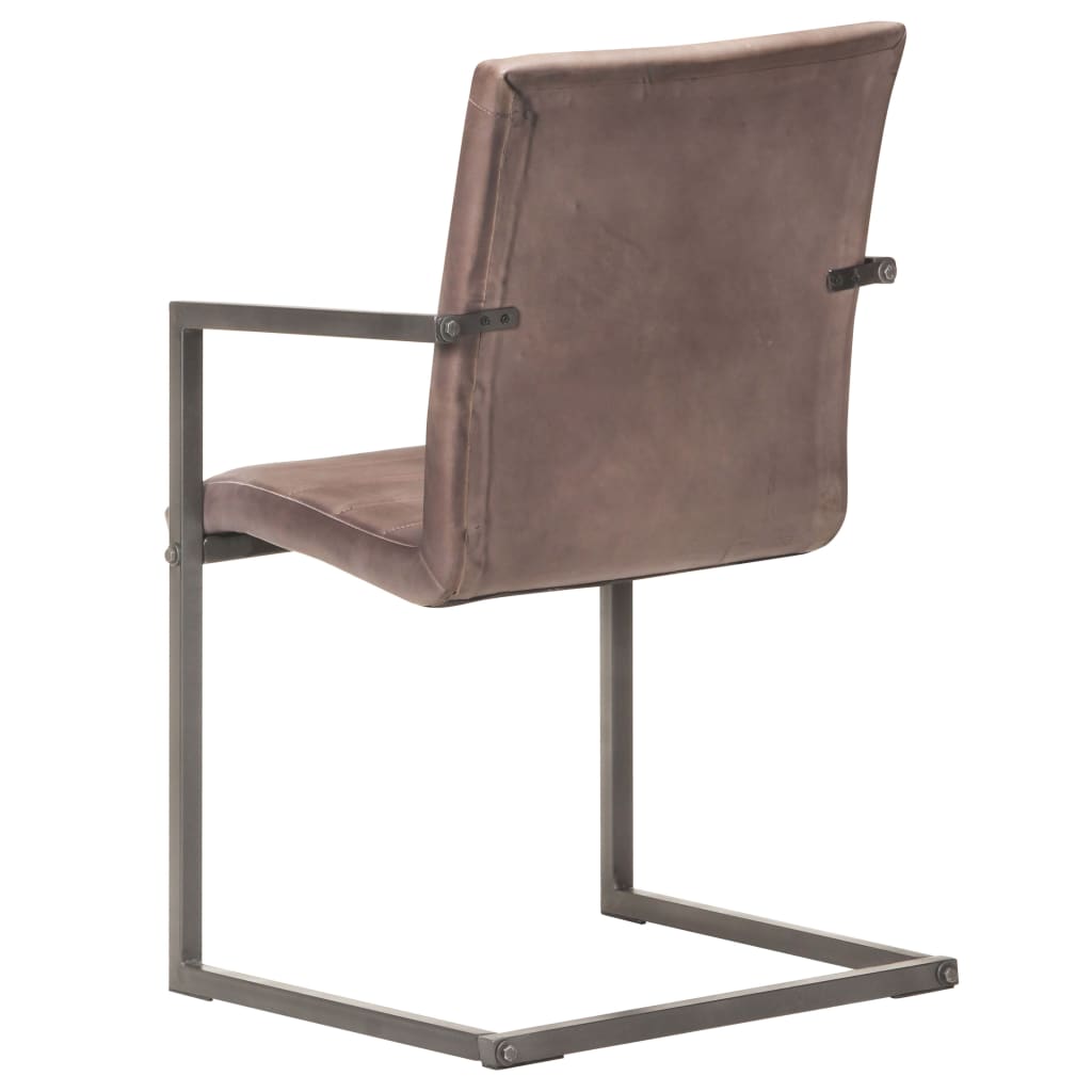 Chaises à manger cantilever lot de 6 marron cuir véritable - XIOS