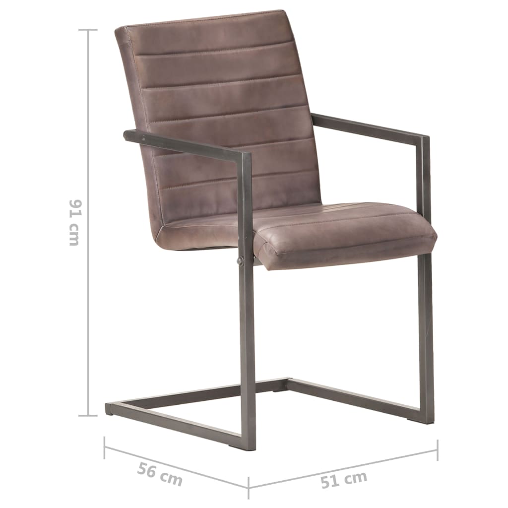 Chaises à manger cantilever lot de 6 marron cuir véritable - XIOS