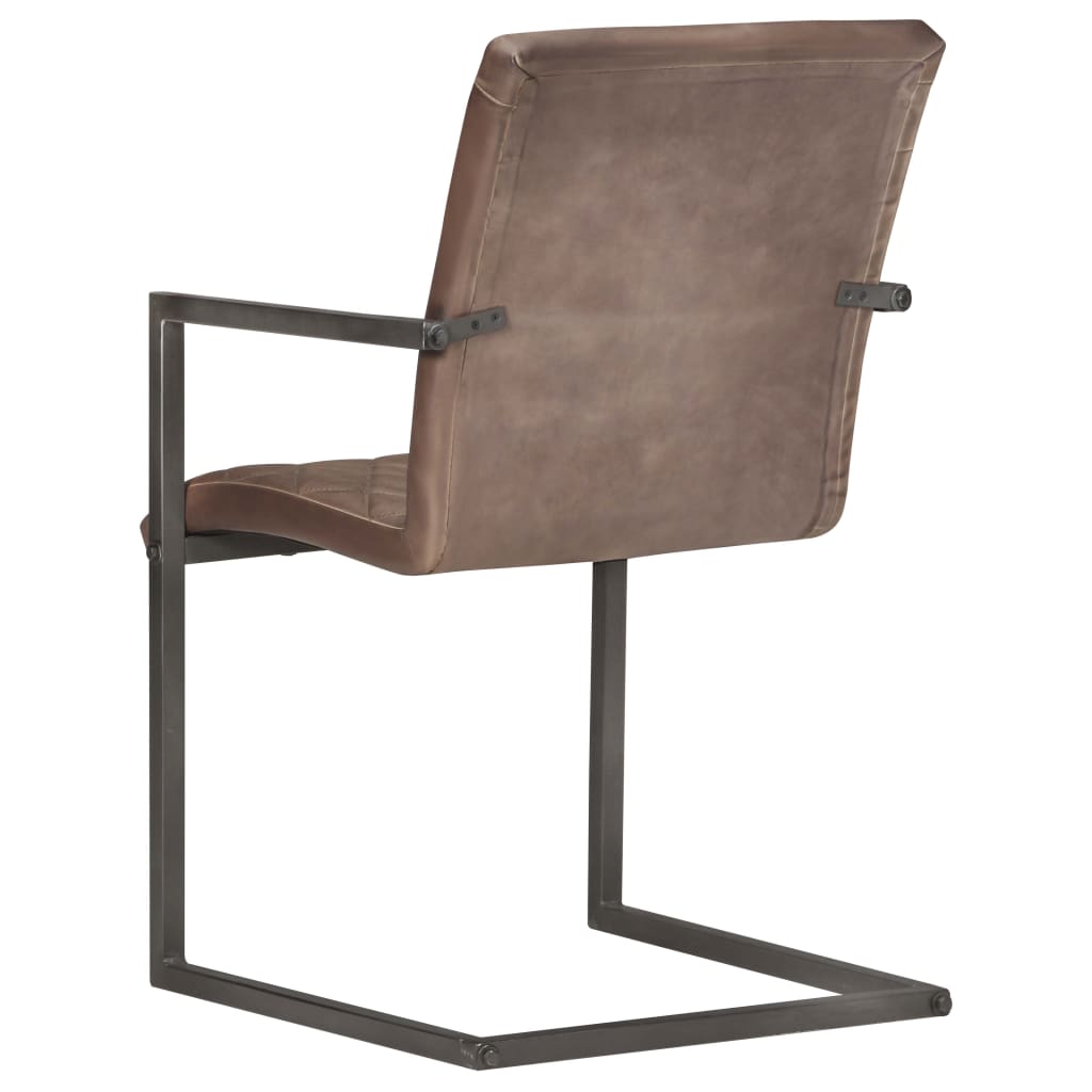 Chaises à manger cantilever lot de 6 marron cuir véritable - XIOS