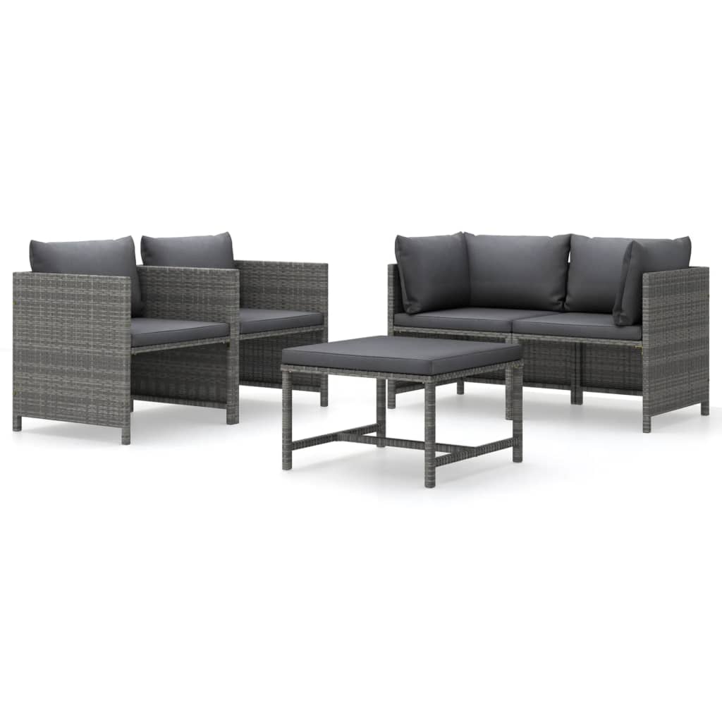 Salon de jardin 5 pcs avec coussins Résine tressée Gris - XIOS