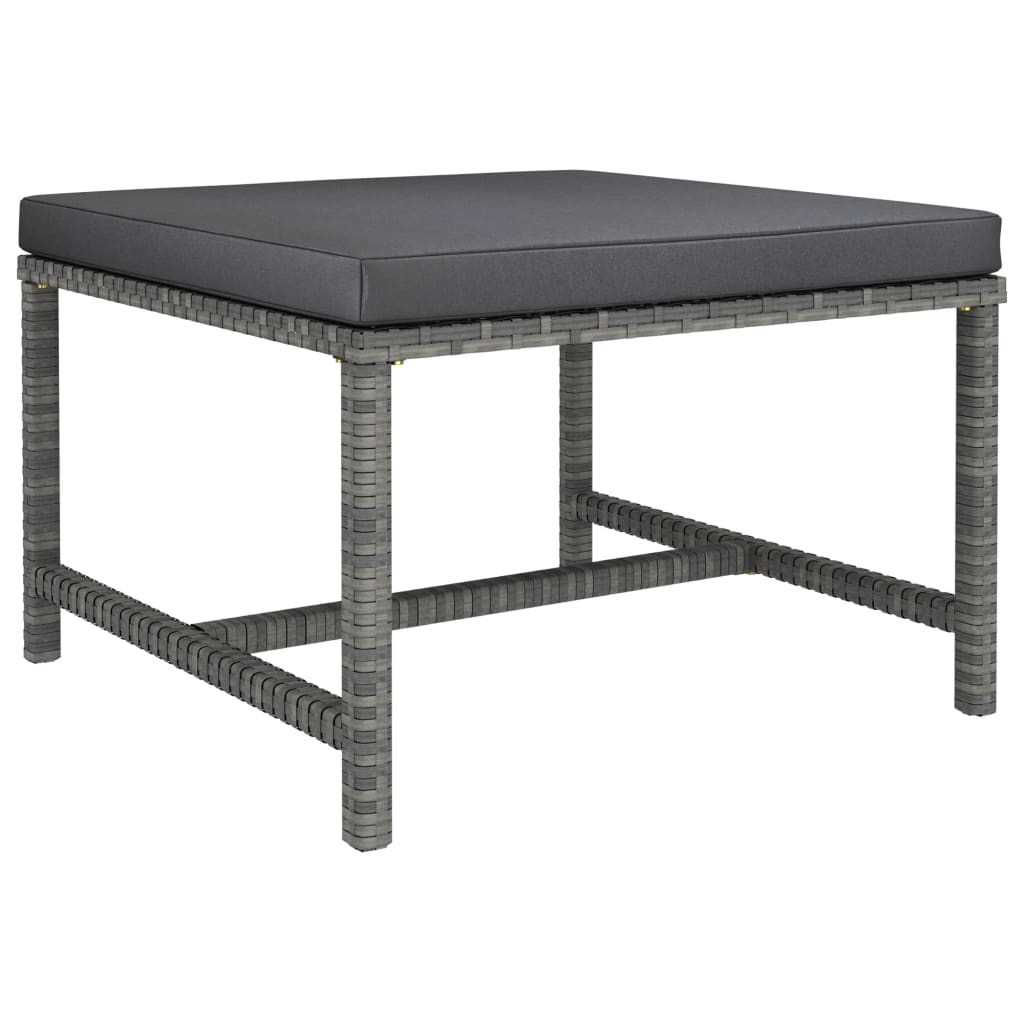 Salon de jardin 6 pcs avec coussins Résine tressée Gris