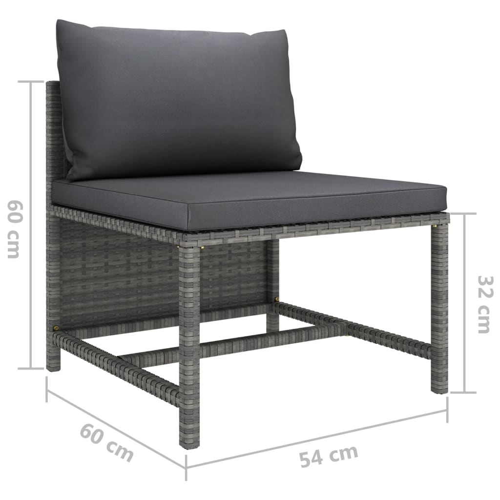 Salon de jardin 6 pcs avec coussins Résine tressée Gris