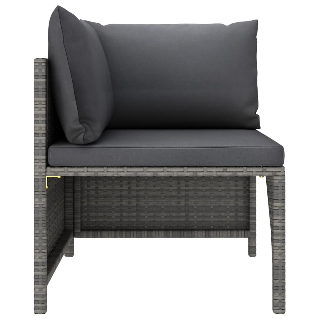 Salon de jardin 6 pcs avec coussins Résine tressée Gris
