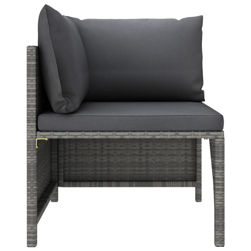 Salon de jardin 7 pcs avec coussins Résine tressée Gris