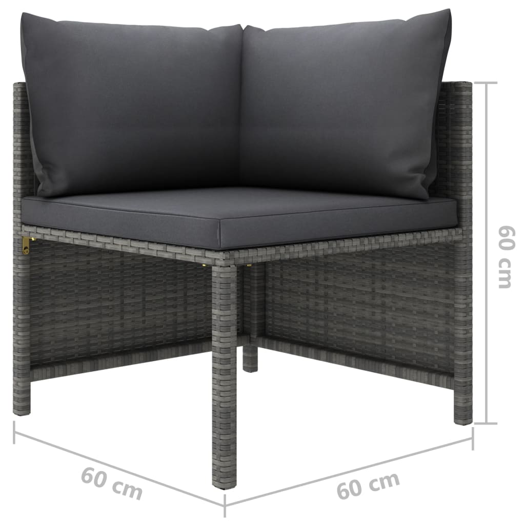 Salon de jardin 8 pcs avec coussins Résine tressée Gris