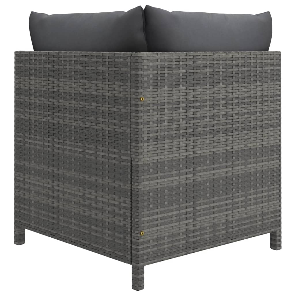 Salon de jardin 9 pcs avec coussins Résine tressée Gris