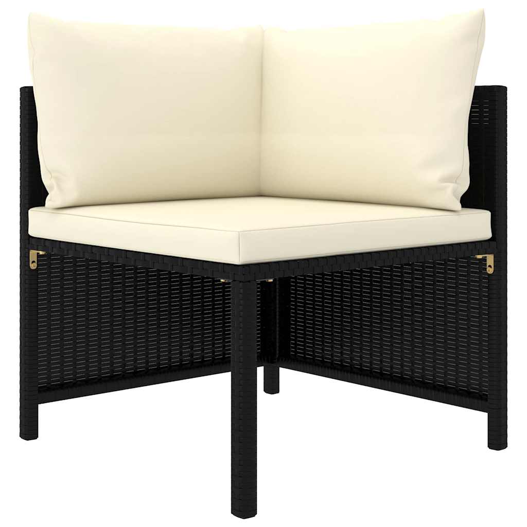 Salon de jardin 6 pcs avec coussins Résine tressée Noir