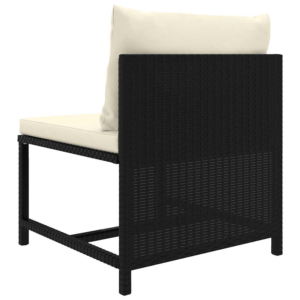 Salon de jardin 6 pcs avec coussins Résine tressée Noir